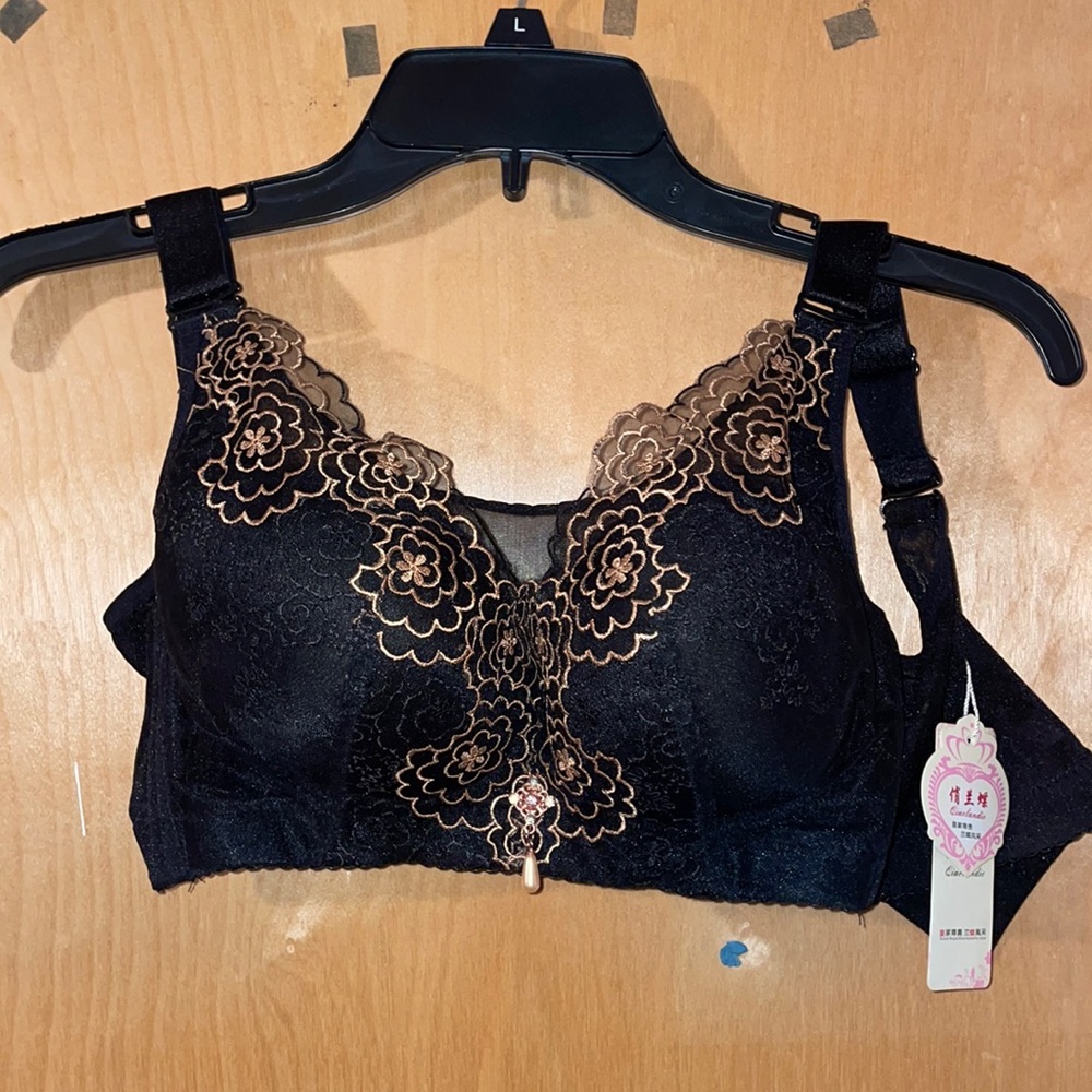 Never Worn, Black and Rose Gold Bra